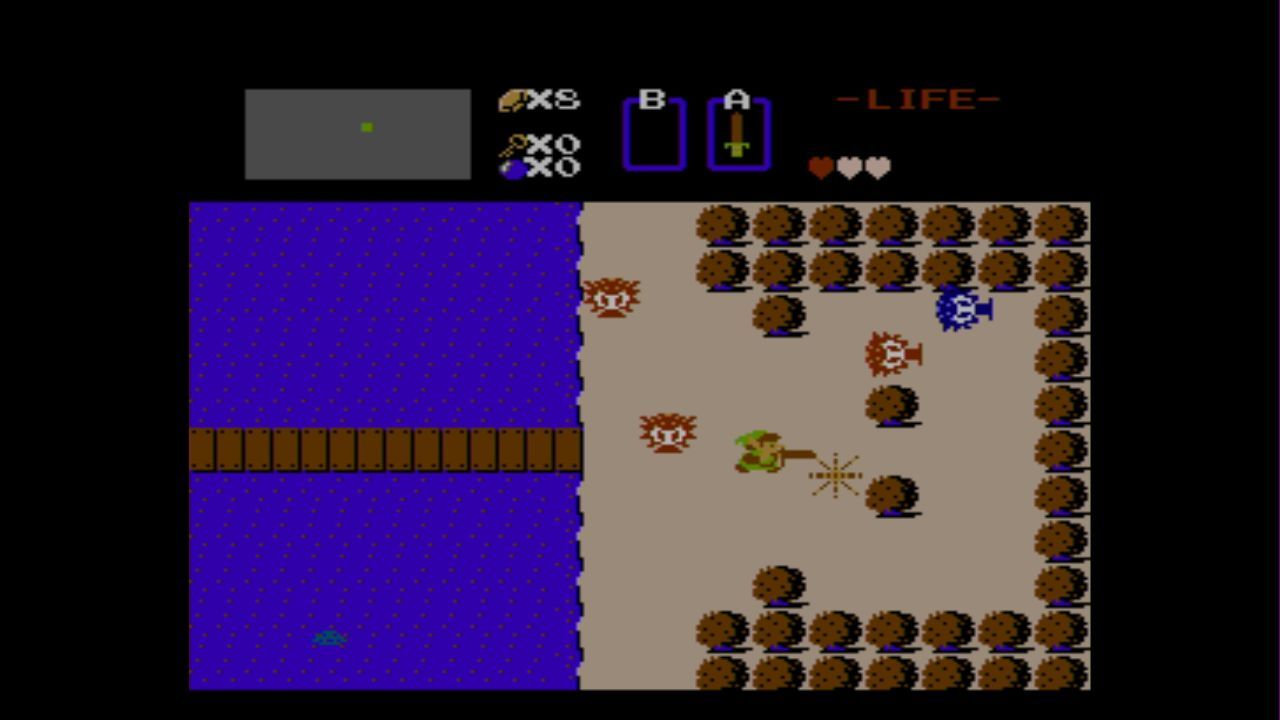 The Legend of Zelda NES Link fighting squid guys