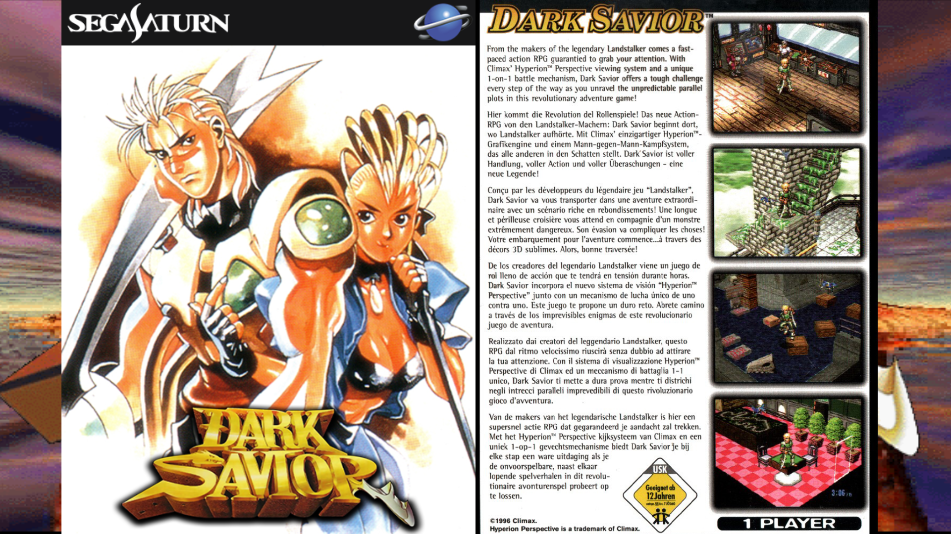 The front and back cover art for Dark Savior