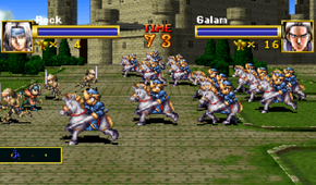 A battle screen in Dragon Force