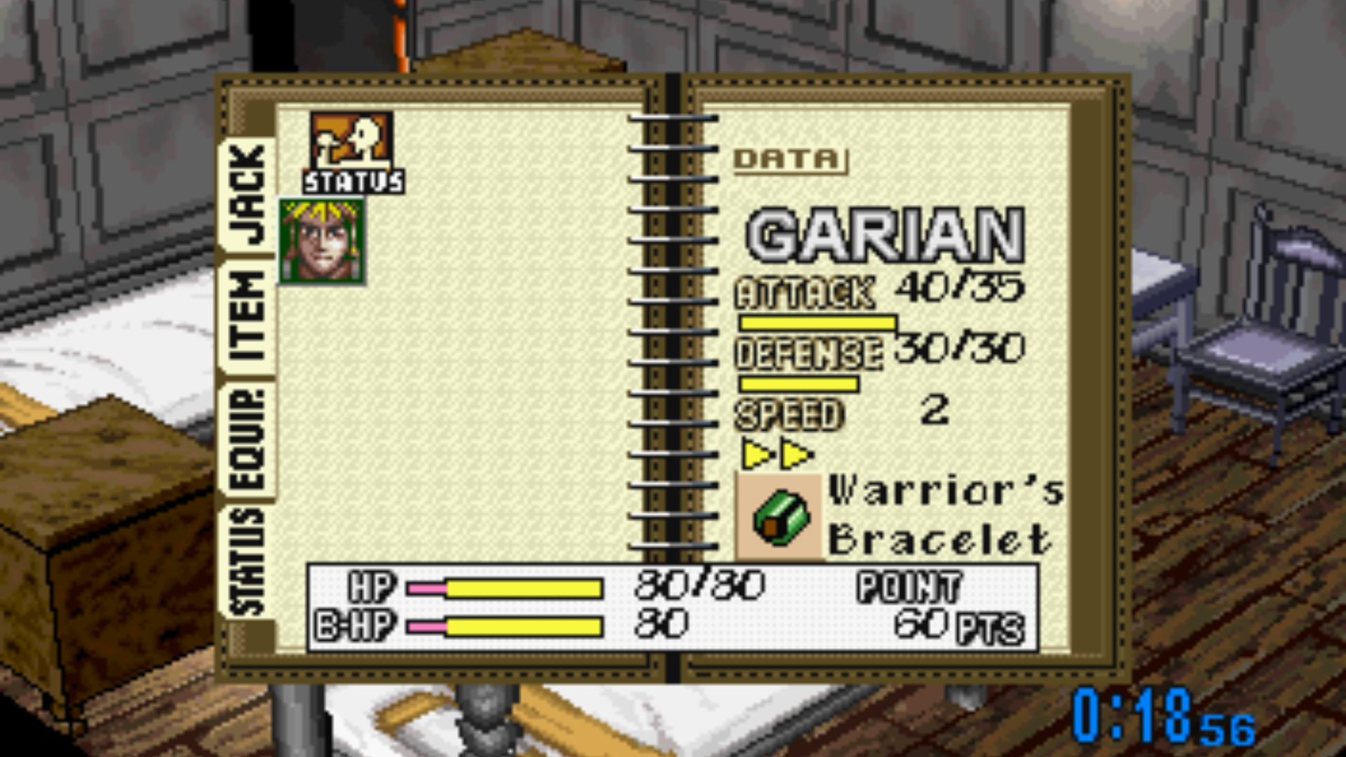 Opening the menu in Dark Savior