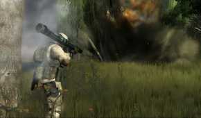A soldier holding a bazooka in Battlefield 2: Modern Combat.