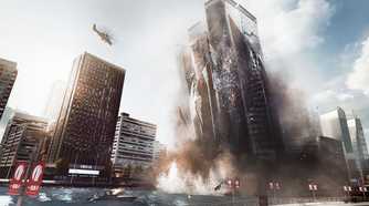 Skyscraper destruction in Battlefield 4.