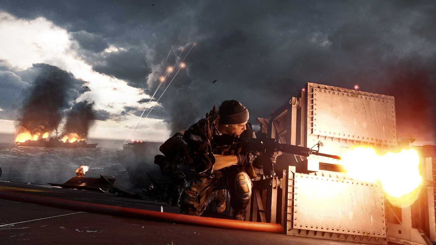 Comabt on a boat in Battlefield 4.