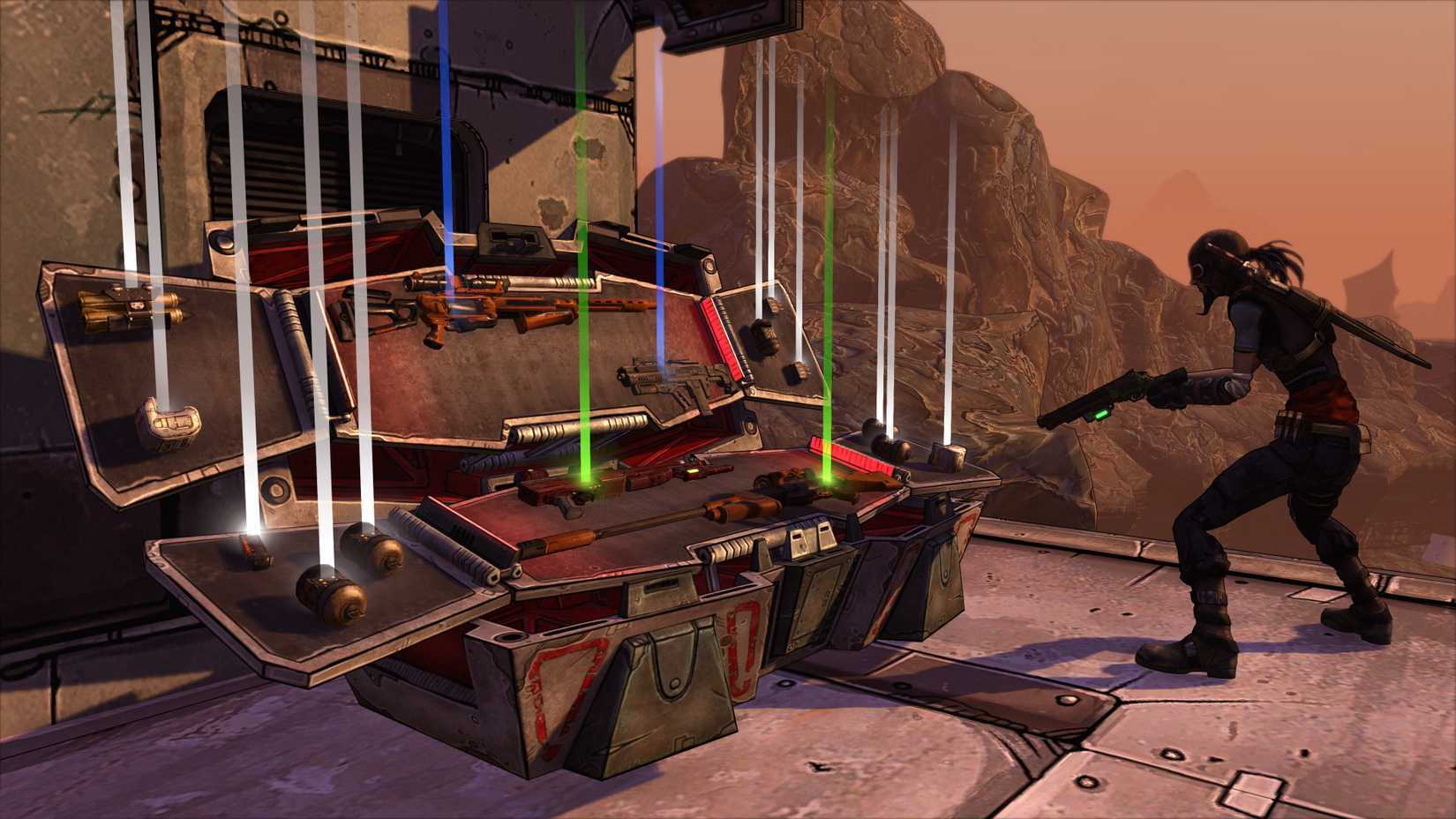 An open crate in Borderlands.