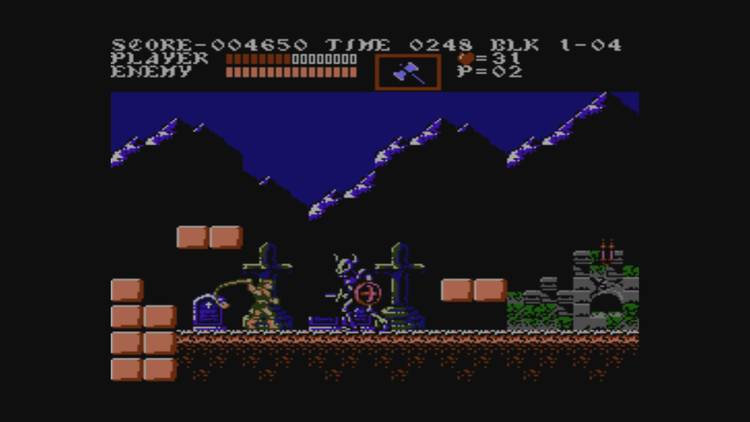 castlevania 3 whipping skeleton in cemetary
