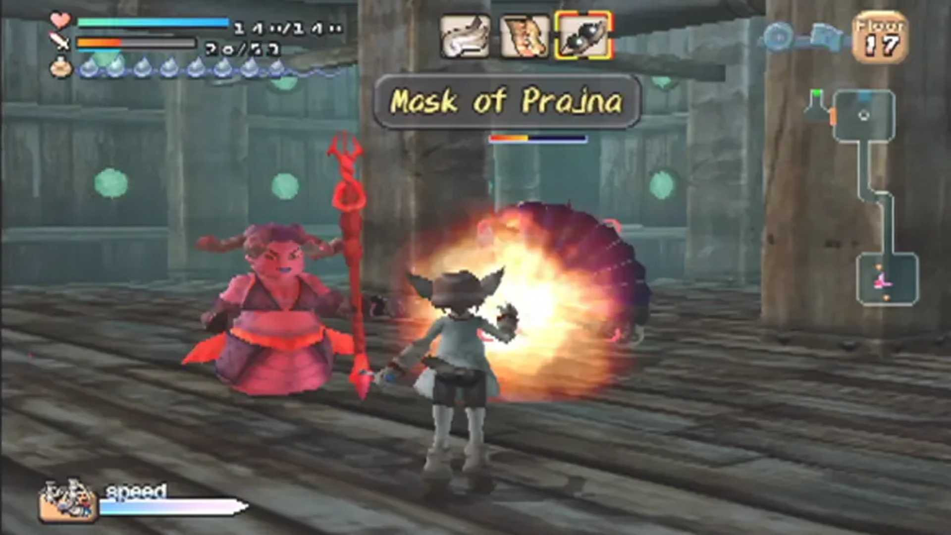 A screenshot of combat against multiple enemies in Dark Cloud