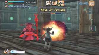 A screenshot of combat against multiple enemies in Dark Cloud