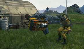 Sam drop-kicking an enemy in Death Stranding: Director's Cut.
