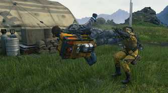 Sam drop-kicking an enemy in Death Stranding: Director's Cut.
