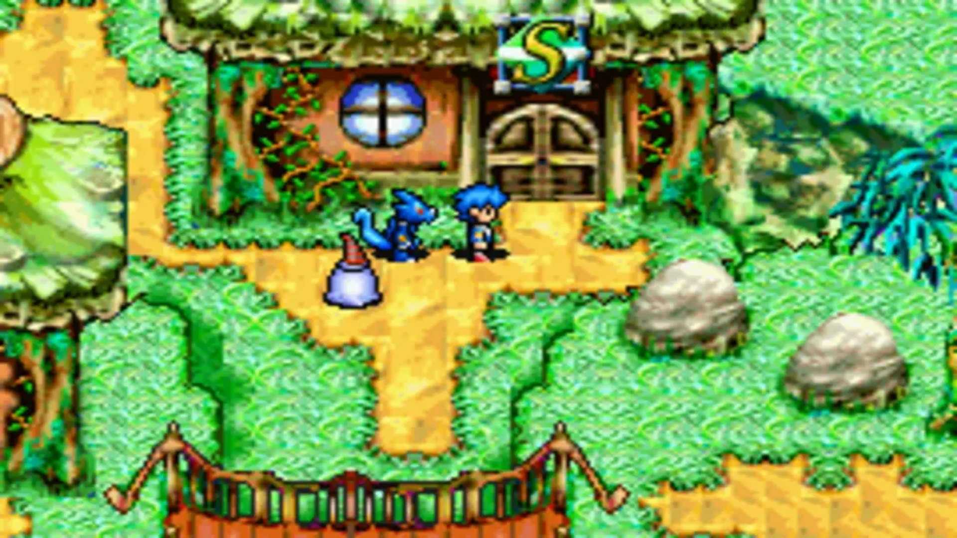 A screenshot of the main character exploring a town in DemiKids Dark Version