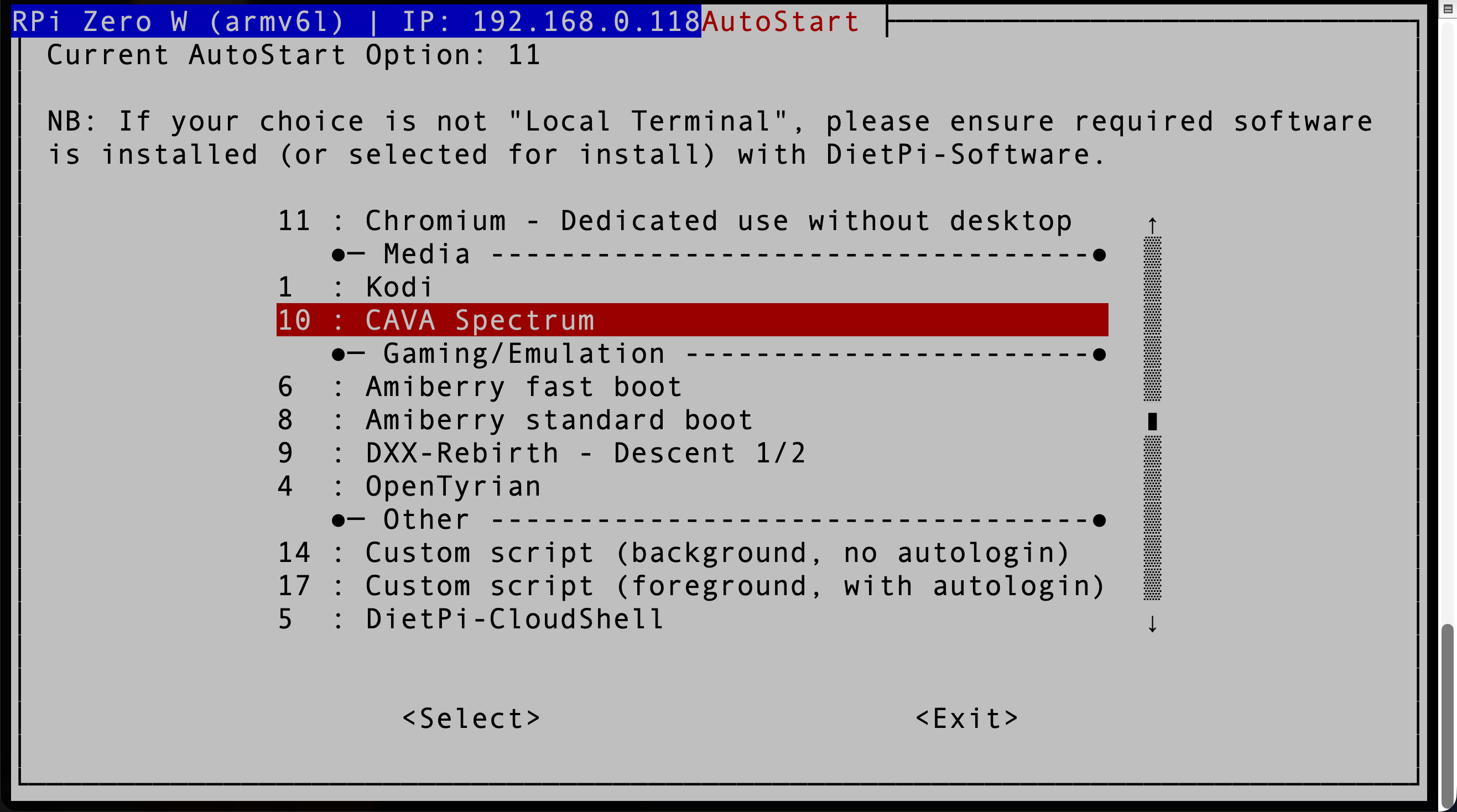 DietPi autostart options