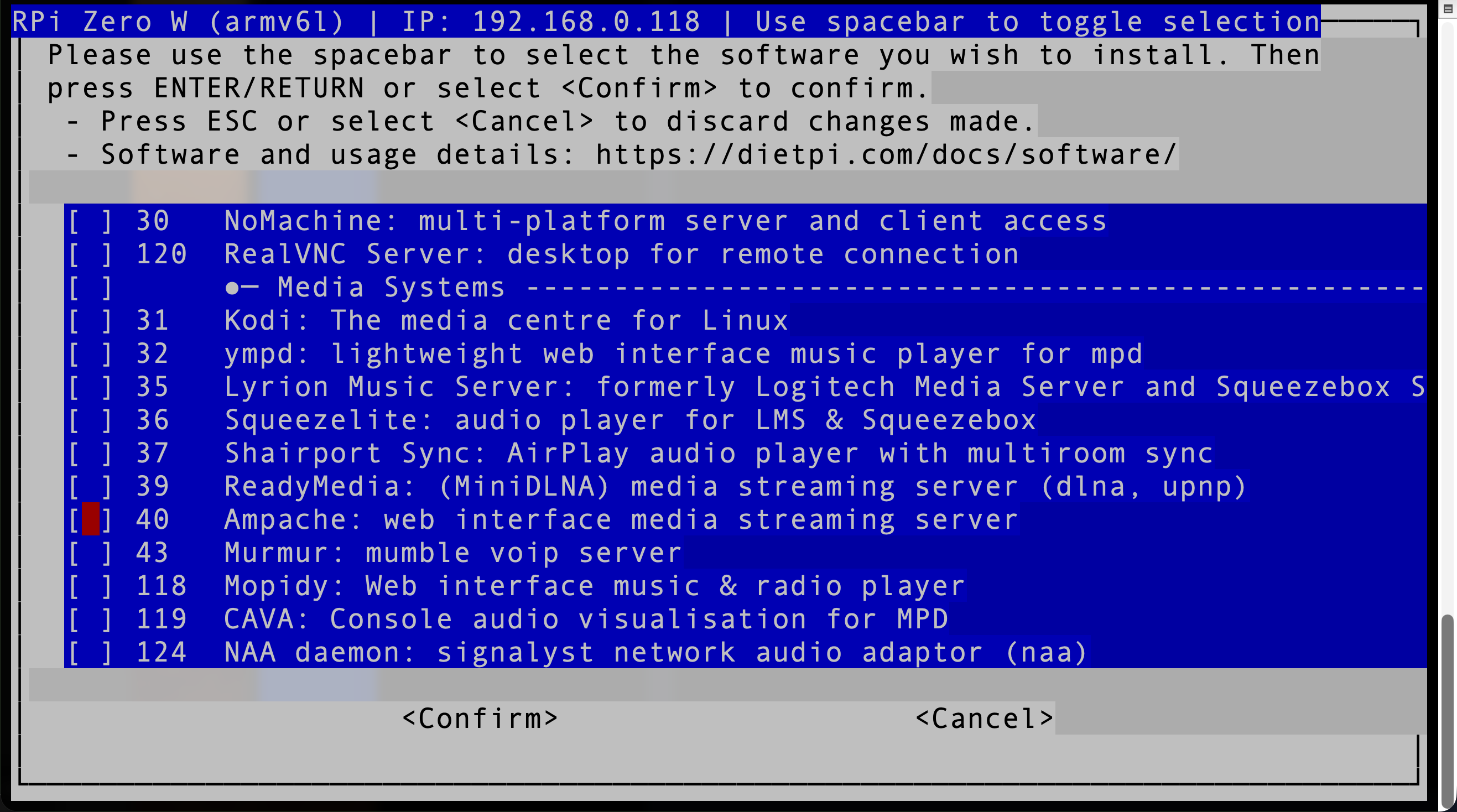 DietPi software installer