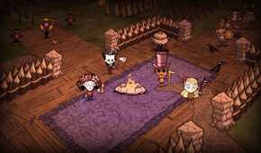 A fortified base in Don't Starve Together.