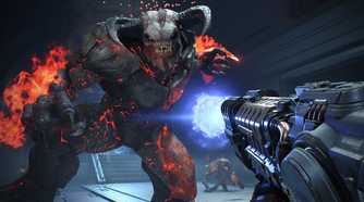 A baron of hell attacking the Slayer in Doom Eternal.