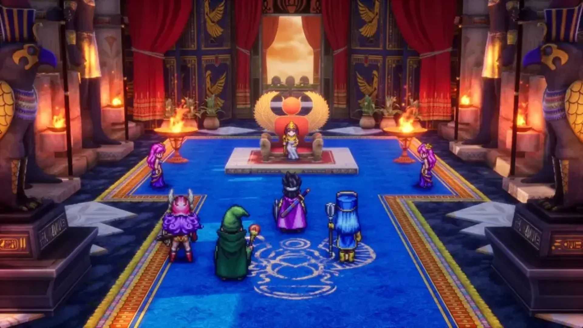 A screenshot of gameplay exploring a castle in Dragon Quest III HD-2D Remake