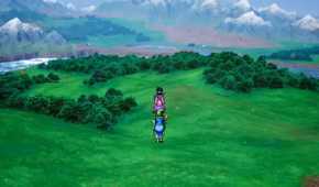 A screenshot of gameplay exploring the world map in Dragon Quest III HD-2D Remake