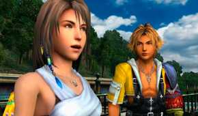 A screenshot of gameplay during the Tidus Laugh cutscene in Final Fantasy X.
