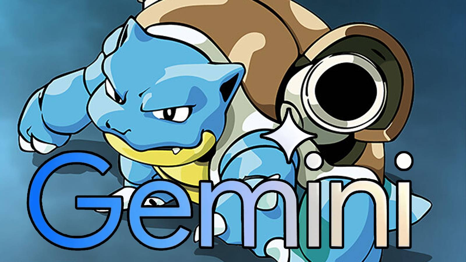 The Pokemon Blue box art with the Gemini AI logo