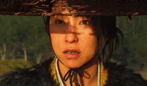 A screenshot from Ghost of Yotei, showing Atsu, the protagonist.