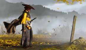 A screenshot from Ghost of Yotei, showing Atsu returning to her village.