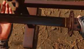 A screenshot from Ghost of Yotei, showing Atsu holding a katana.
