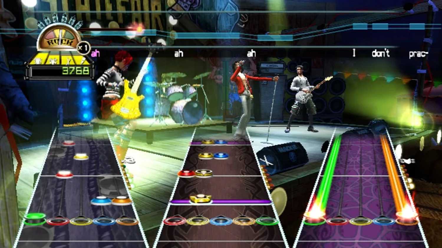 A screenshot of gameplay from Guitar Hero World Tour