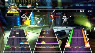A screenshot of gameplay from Guitar Hero World Tour
