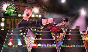 A screenshot of gameplay from Guitar Hero World Tour