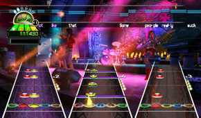 A screenshot of gameplay from Guitar Hero World Tour