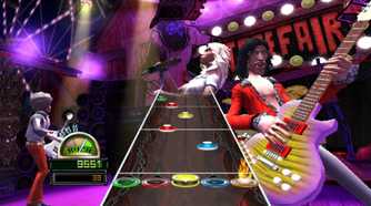 A screenshot of gameplay from Guitar Hero World Tour