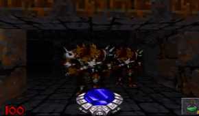 A screenshot of the Mage firing magic in gameplay from Hexen: Beyond Heretic