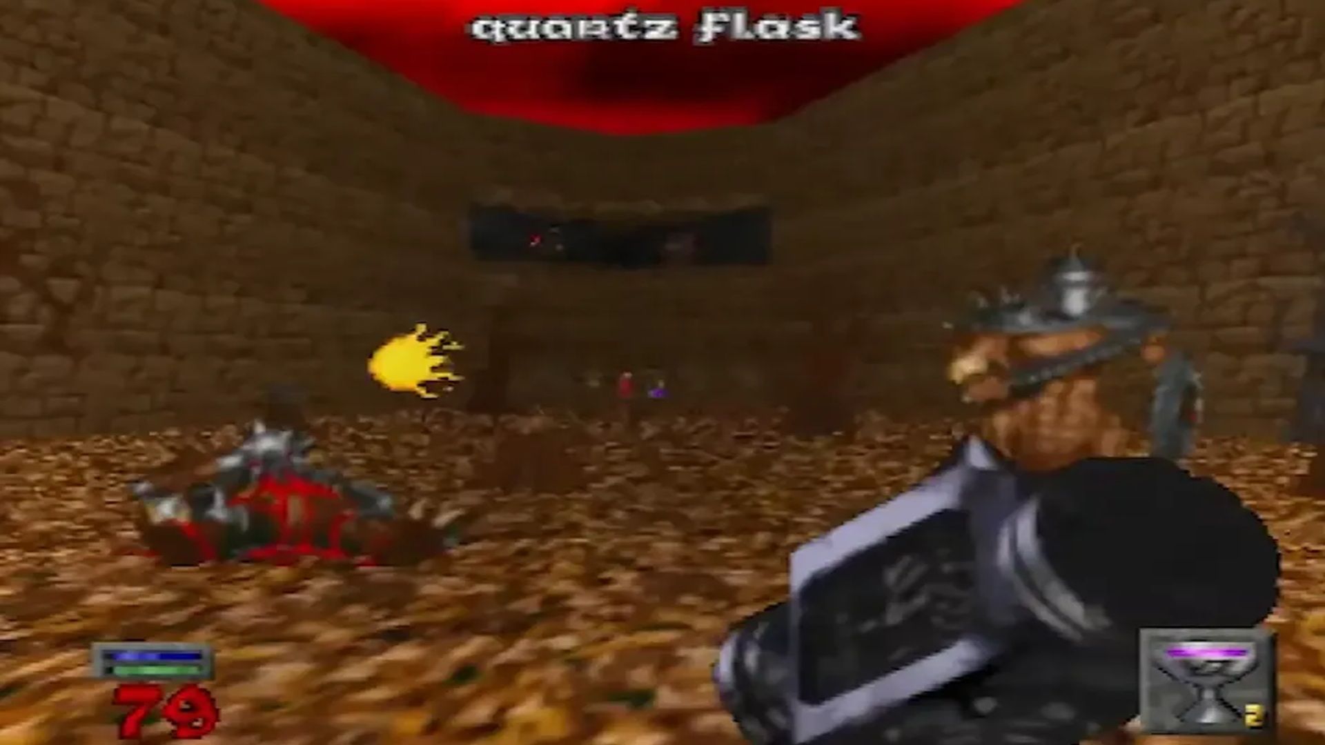 A screenshot of the Warrior fighting monsters in Hexen: Beyond Heretic