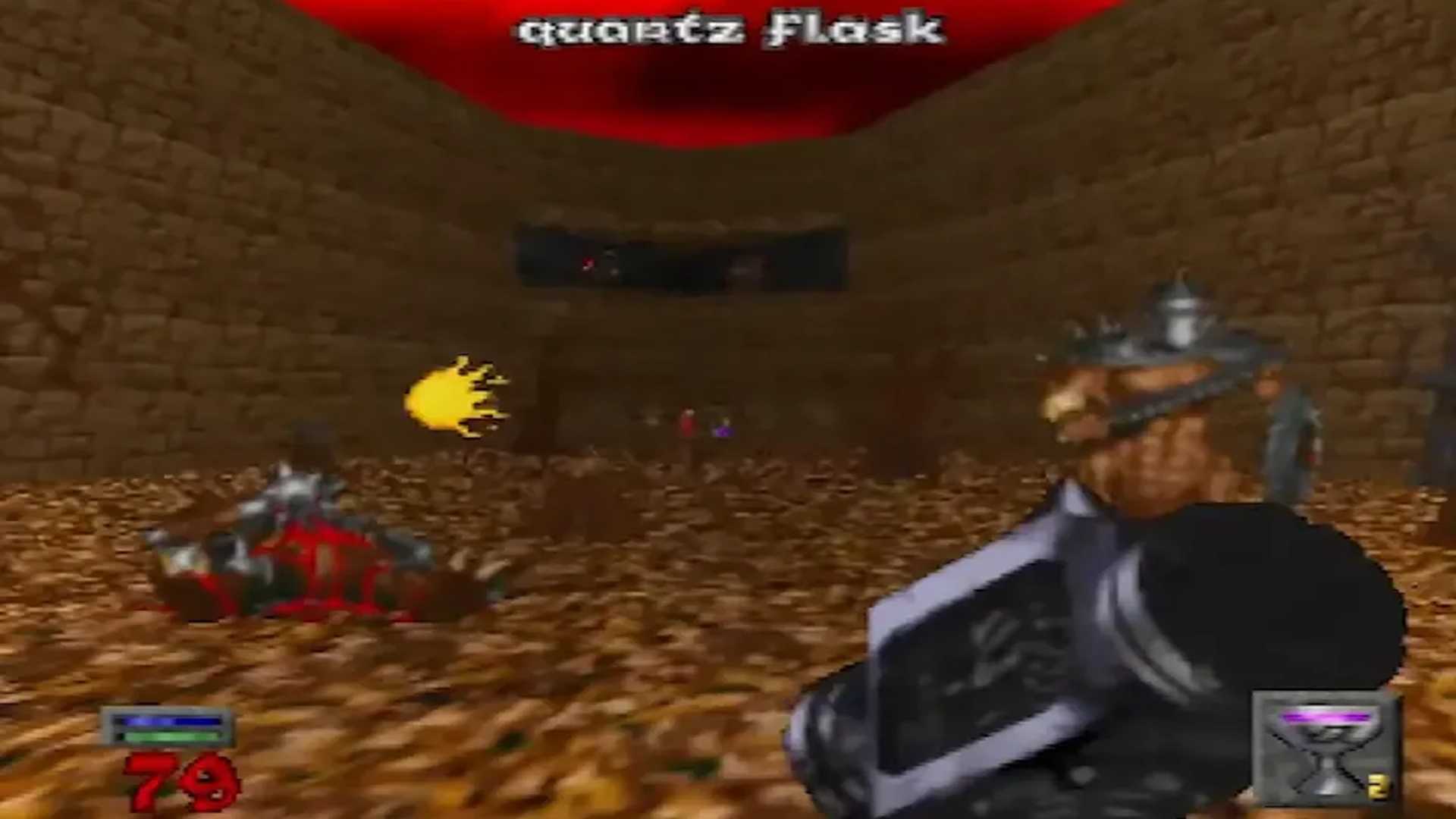 A screenshot of the Warrior fighting monsters in Hexen: Beyond Heretic