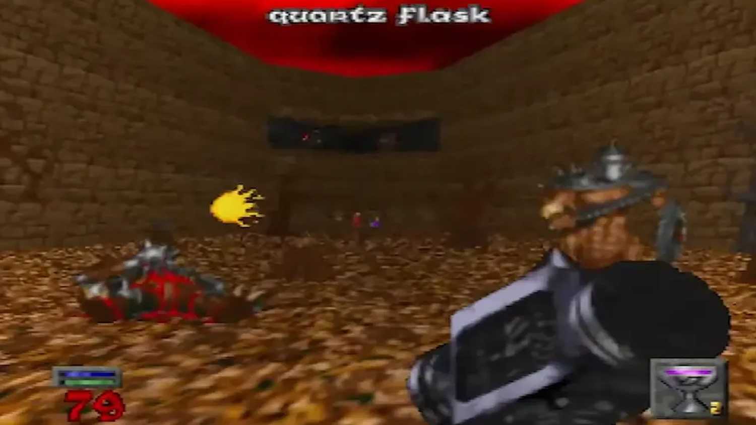 A screenshot of the Warrior fighting monsters in Hexen: Beyond Heretic