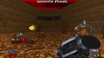 A screenshot of the Warrior fighting monsters in Hexen: Beyond Heretic