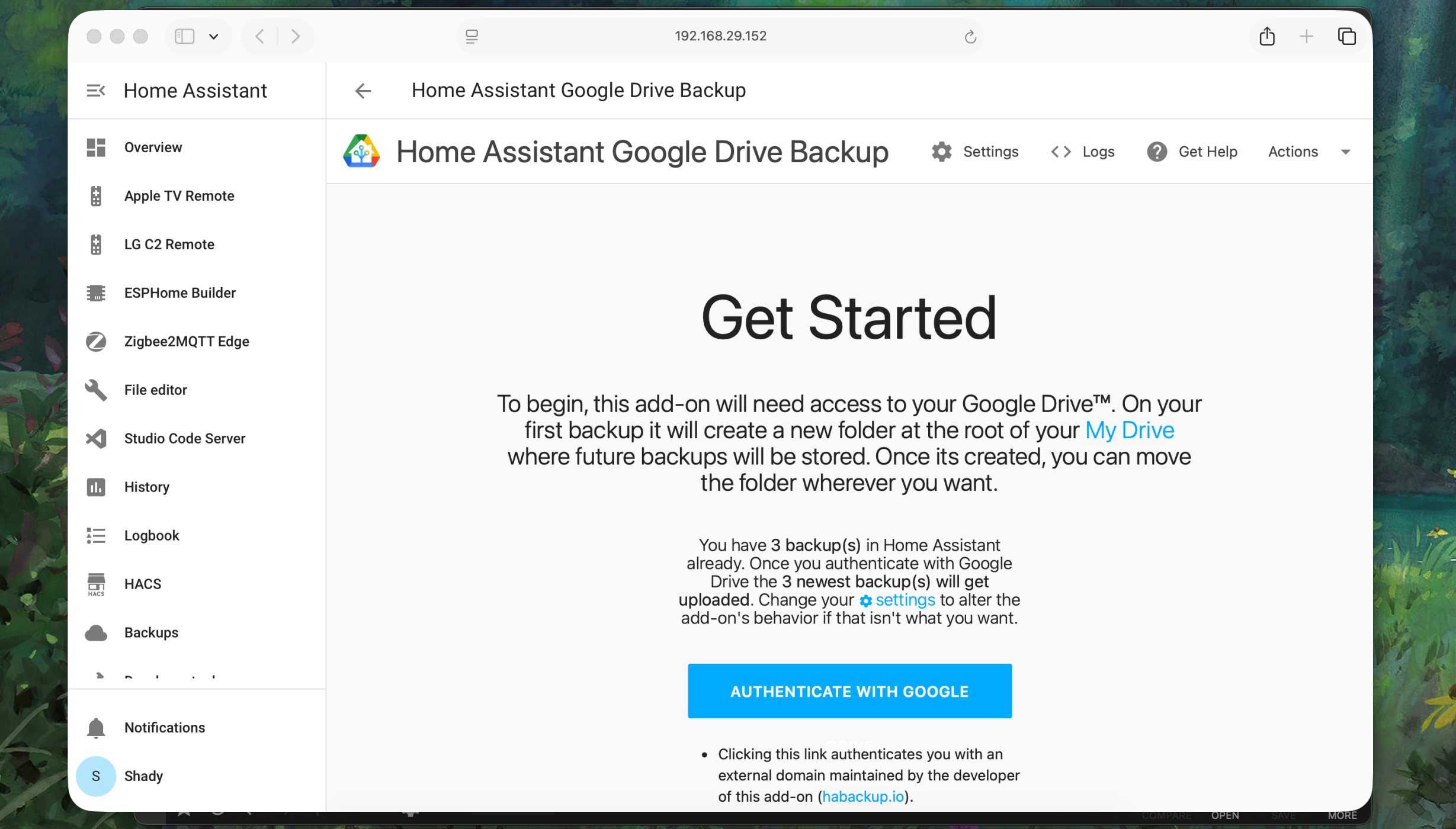 Home Assistant Google Drive Backup Add-on