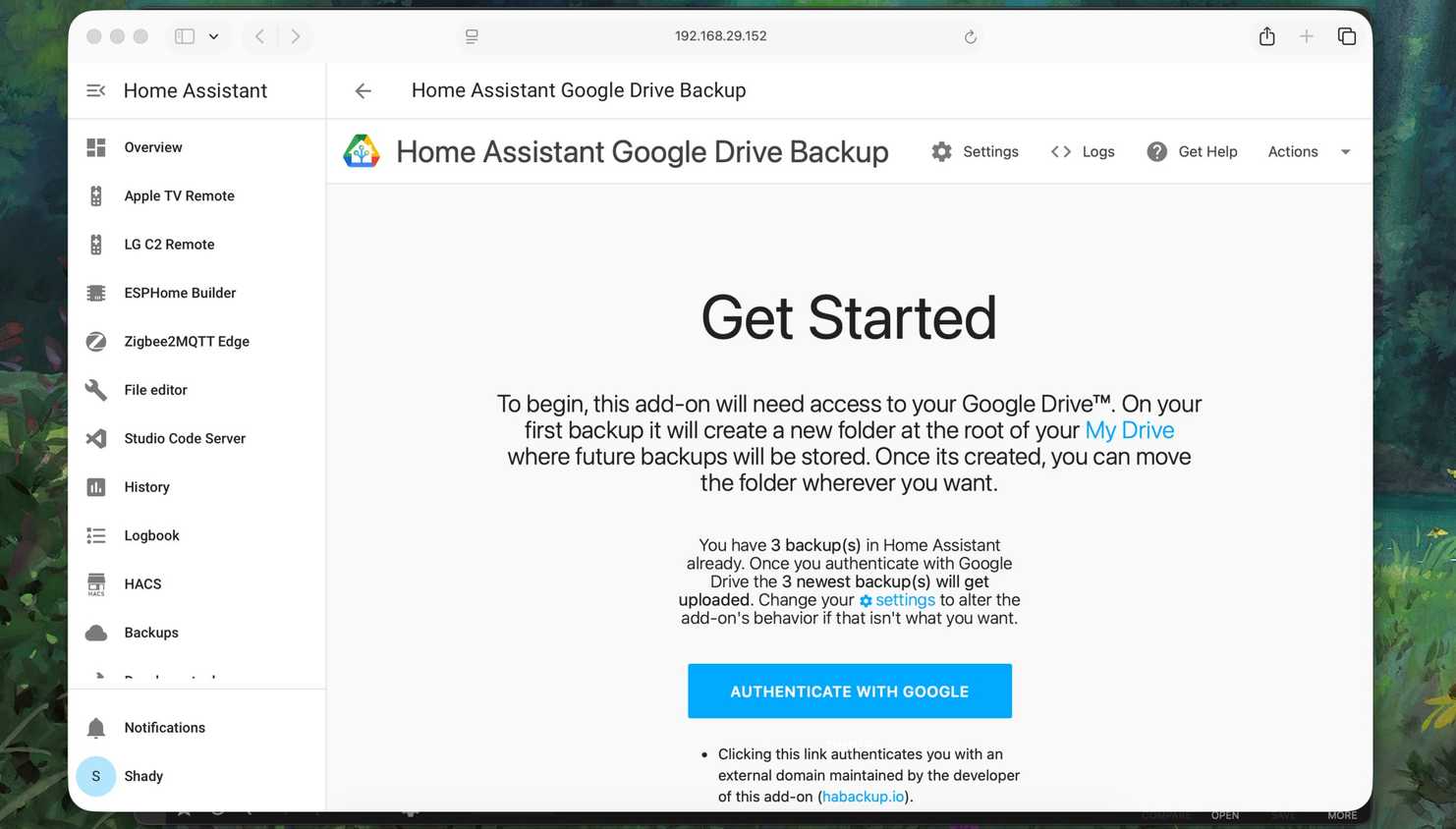 Home Assistant Google Drive Backup Add-on