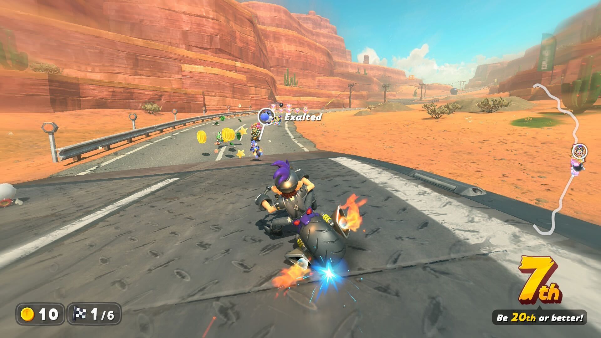 Mario Kart World Knockout Tour following behind Yoshi