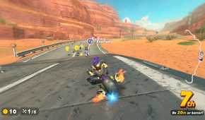 Mario Kart World Knockout Tour following behind Yoshi