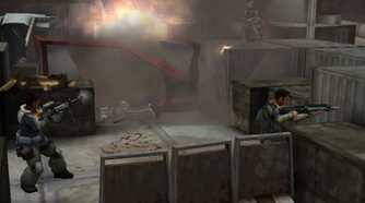 A screenshot of a fire fight in Killzone Liberation