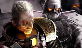 A screenshot of the Helghast forces in Killzone Liberation