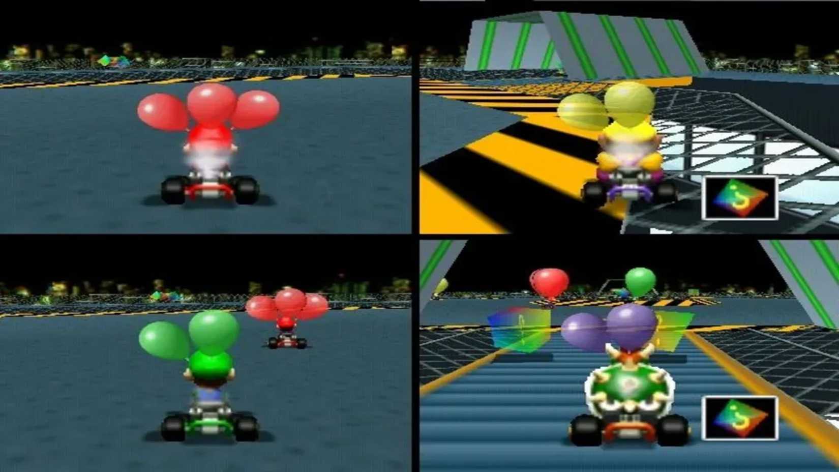 A screenshot of gameplay from Mario Kart 64.