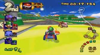 A screenshot of gameplay from Mario Kart Double Dash