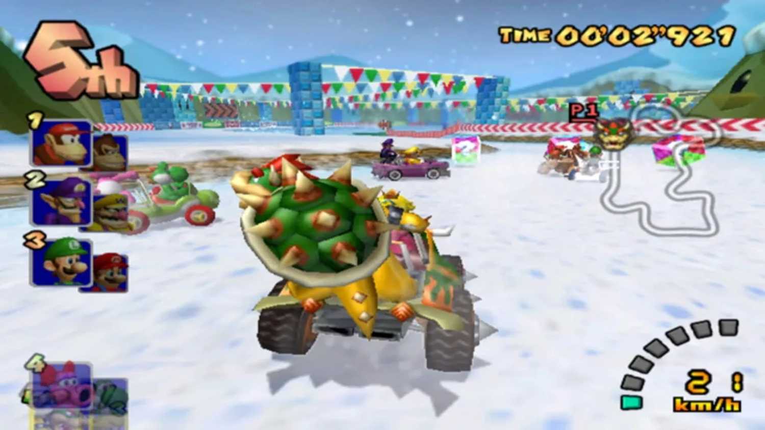 A screenshot of gameplay from Mario Kart Double Dash