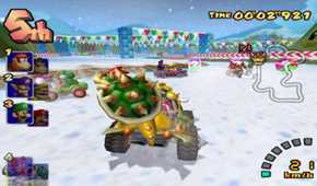 A screenshot of gameplay from Mario Kart Double Dash