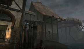 morrowind rainy small buildings