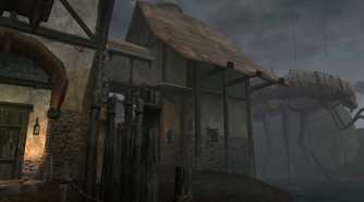morrowind rainy small buildings