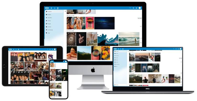 A mockup of devices running Memories for NextCloud