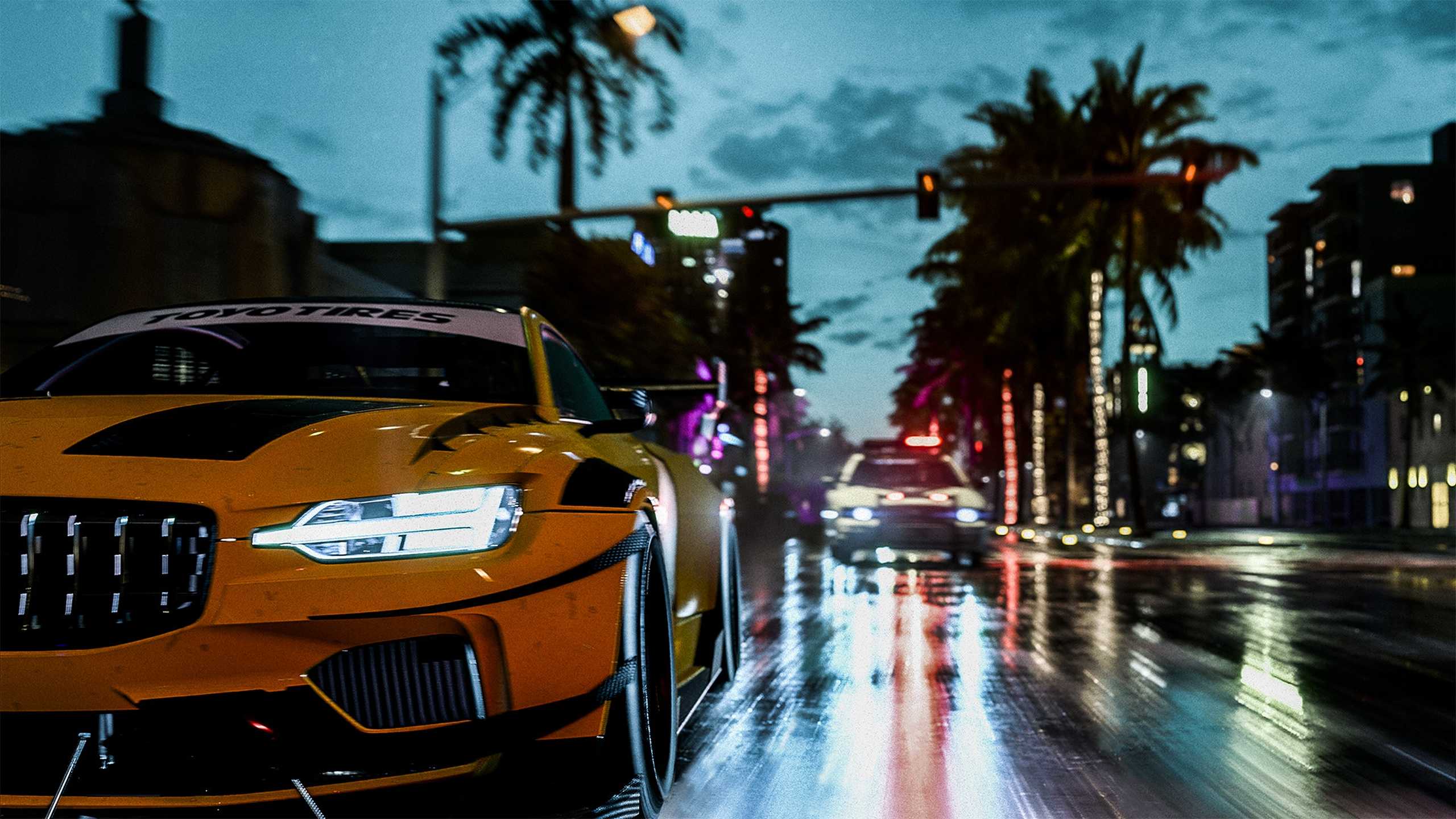The Polestar One outrunning a cop in NFS Heat.
