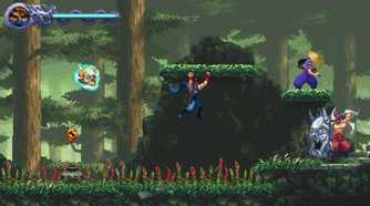 A screenshot of gameplay in a forest from Ninja Gaiden: Ragebound